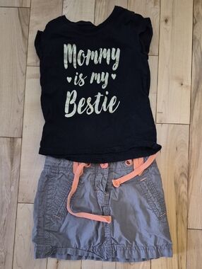 Girls Size 4 The Children's Place Black Tee & Brown Skirt